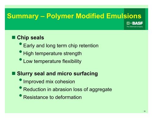 Polymer Modified Emulsions