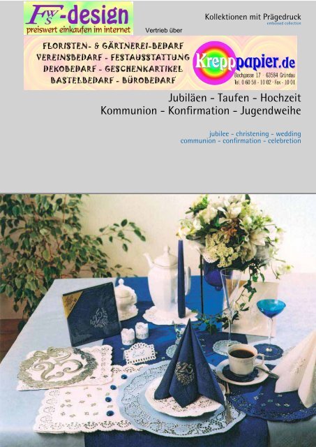 Jubiläen - Taufen - Hochzeit Kommunion - Konfirmation - fws-design