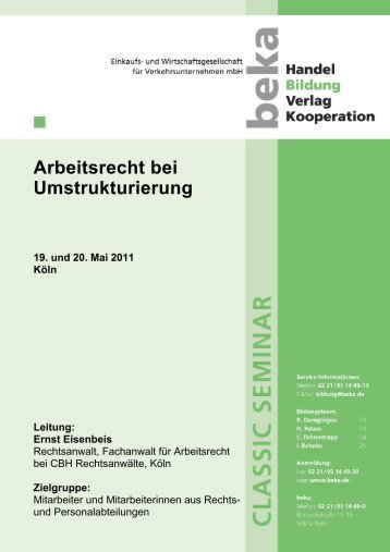 Arbeitsrecht bei Umstrukturierung Termin: 19. und 20. Mai ... - newstix