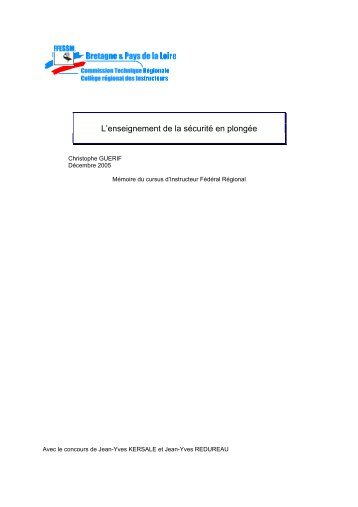 L'enseignement de la sécurité en plongée - Commission technique ...