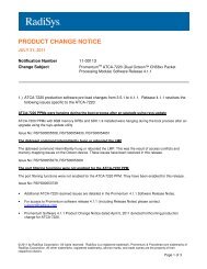 PRODUCT CHANGE NOTICE - Radisys