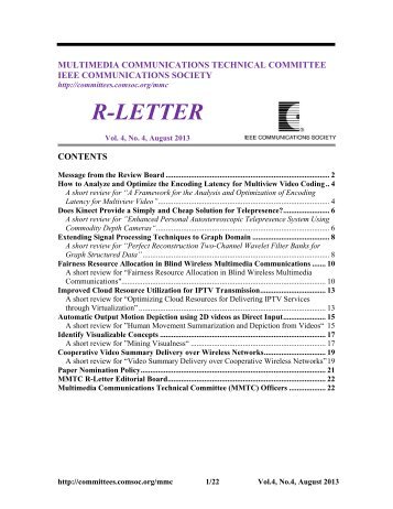 R-letter of August 2013 - IEEE Communications Society