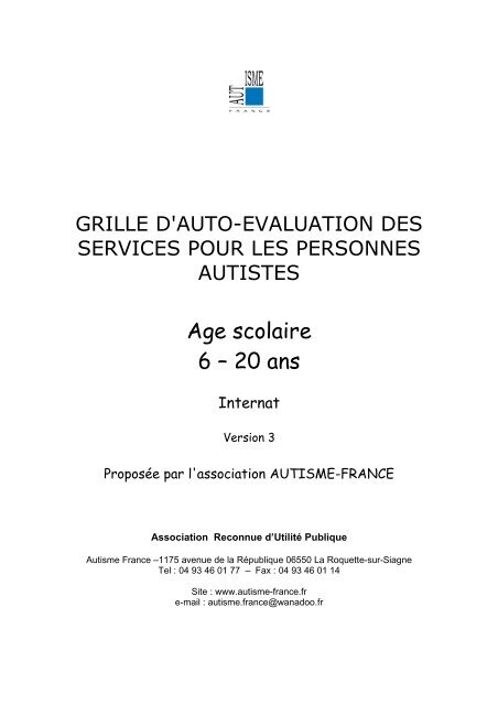 Services enfants internat - Autisme France