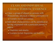 CLASS AND INDIVIDUAL CHARACTERISTIC EVIDENCE