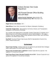 Indiana Senator Dan Coats Republican 493 Russell Senate Office ...