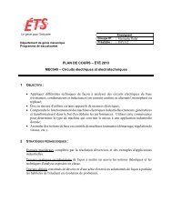 PLAN DE COURS – ÉTÉ 2013 MEC545 – Circuits électriques ... - ÉTS