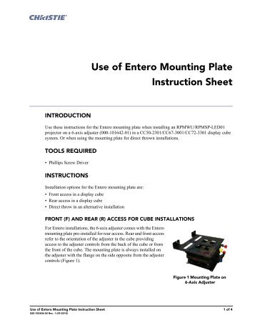 Use of Entero Mounting Plate Instruction Sheet - Christie Digital ...