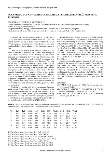 MSCC3 3rd MINERAL SCIENCES IN THE CARPATHIANS ...