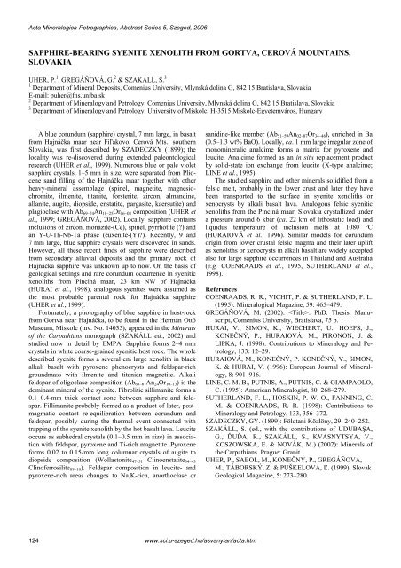 MSCC3 3rd MINERAL SCIENCES IN THE CARPATHIANS ...