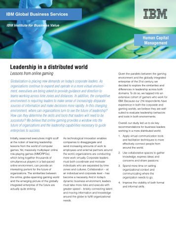 Leadership in a distributed world: Lessons from online gaming - IBM