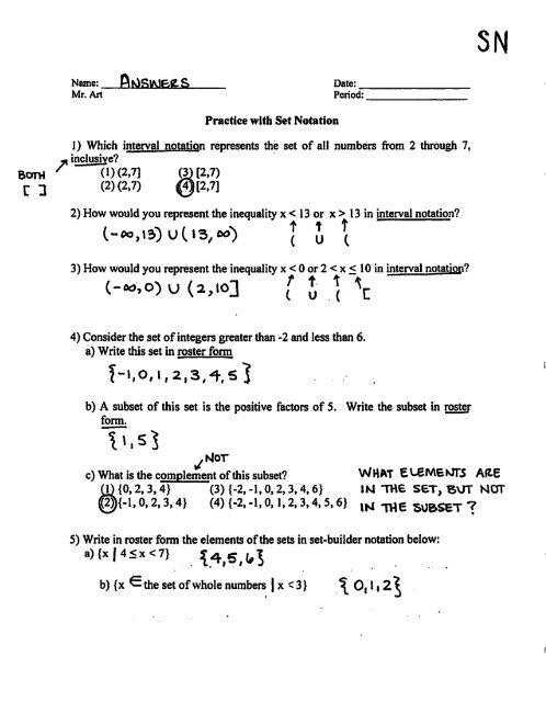 Set Notation Practice Worksheet - SN - Answers.pdf