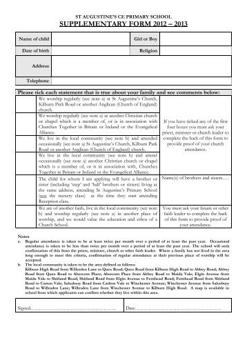 SUPPLEMENTARY FORM 2012 â 2013 - Westminster City Council