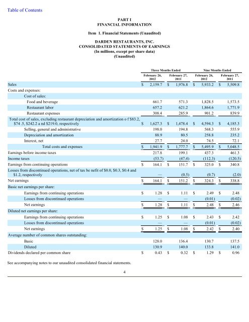 darden restaurants inc form 10-q - Investor Relations - Darden ...