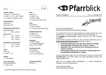 Ihr/Euer Pfarrgemeinderat Merzen-Neuenkirchen-Voltlage - Pfarrblick