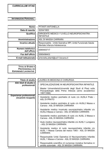 curriculum vitae - ASL 1 di Massa e Carrara