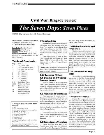 Seven Pines Specific Rules - MMP Gamers Archive