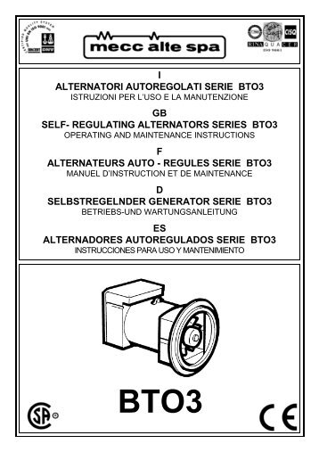 I ALTERNATORI AUTOREGOLATI SERIE BTO3 GB SELF ...