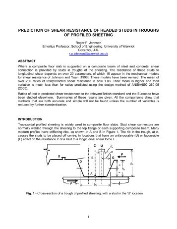 Prediction of shear resistance of shear studs in ... - CCVI Information