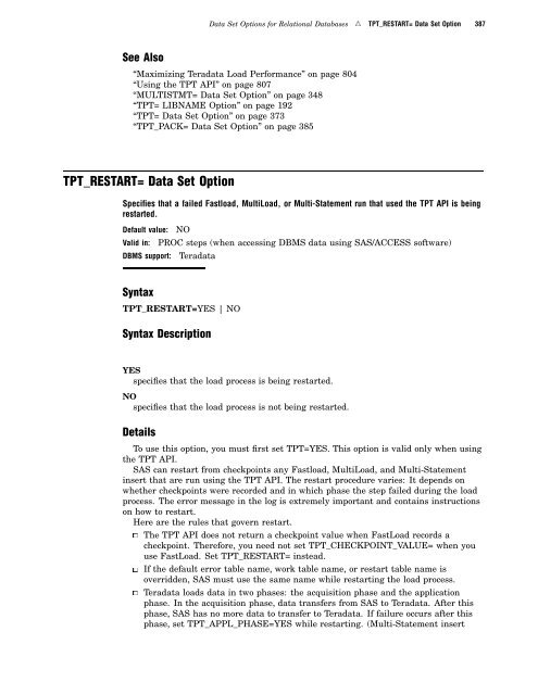 SAS/ACCESS 9.2 for Relational Databases: Reference, Fourth Edition