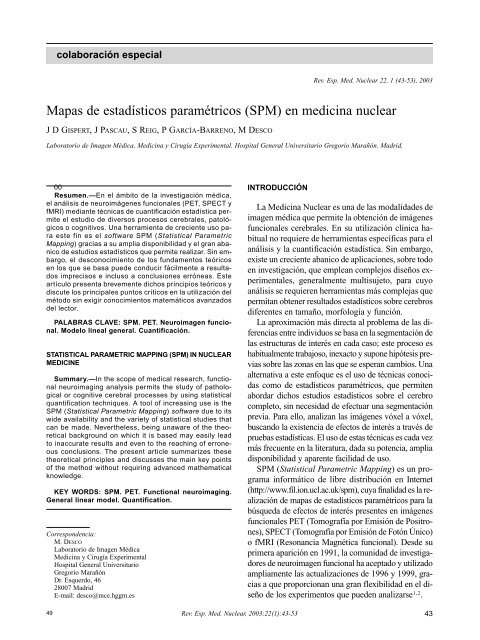 Mapas de estadísticos paramétricos (SPM) en medicina nuclear