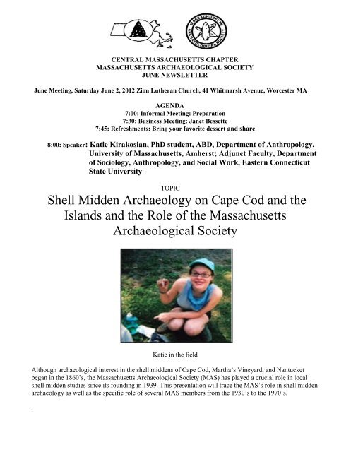 Shell Midden Archaeology on Cape Cod and the Islands and the ...