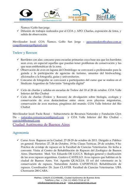 Descargar el reporte en formato PDF - Aves Argentinas