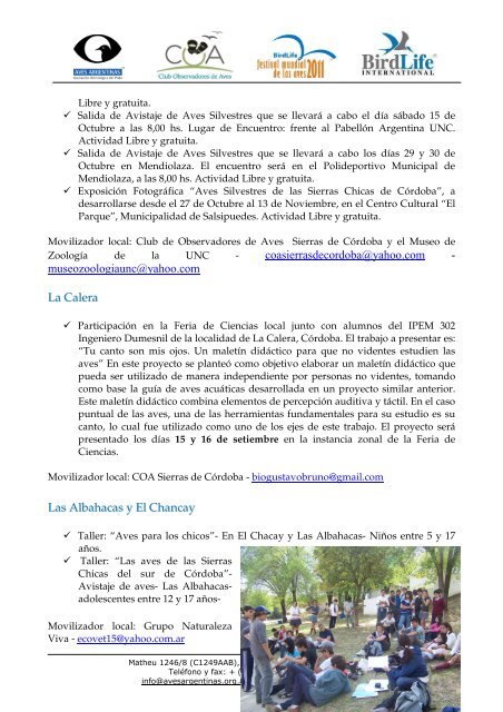 Descargar el reporte en formato PDF - Aves Argentinas