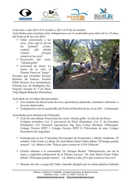 Descargar el reporte en formato PDF - Aves Argentinas