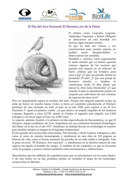 Descargar el reporte en formato PDF - Aves Argentinas