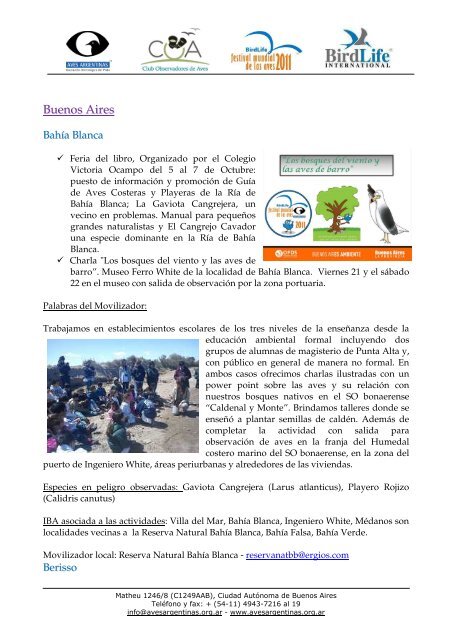 Descargar el reporte en formato PDF - Aves Argentinas