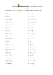 Worksheet #8 Sections 2.1, 2.2 ,2.3 â Review Linear Equations