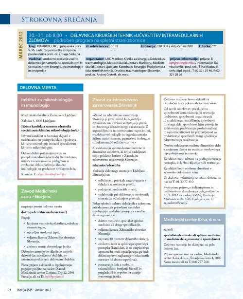 ISIS - Januar 2012 - ZdravniÅ¡ka zbornica Slovenije