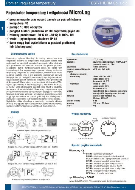 Karta katalogowa w formacie Adobe Acrobat (pdf) - TEST-THERM ...