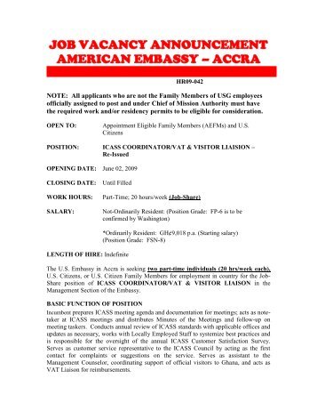 job vacancy announcement - Embassy of the United States Accra ...