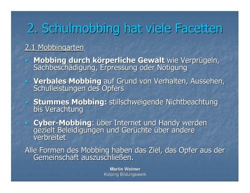 Vortrag zum Thema Mobbing