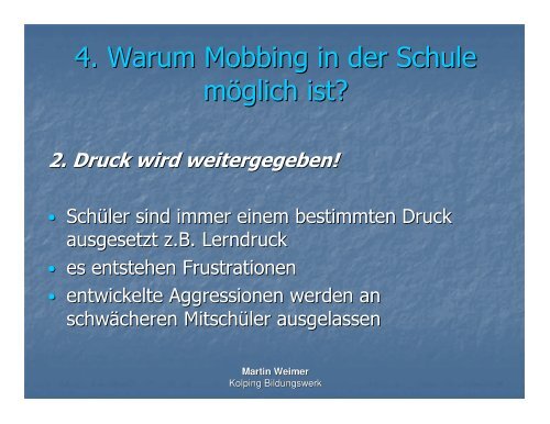 Vortrag zum Thema Mobbing