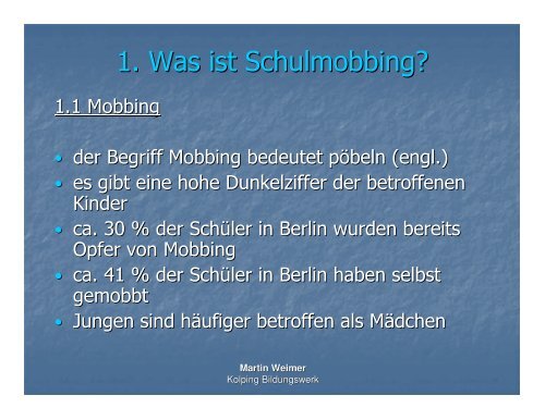 Vortrag zum Thema Mobbing