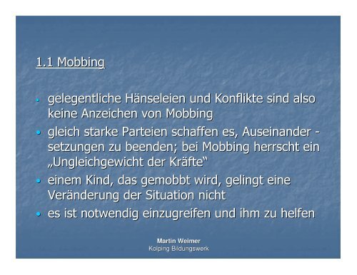 Vortrag zum Thema Mobbing