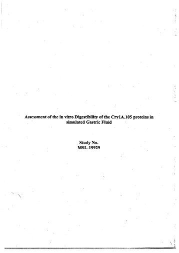 Pepsin Digestibility-Cry1A.105 - IGMORIS - Indian GMO Research ...