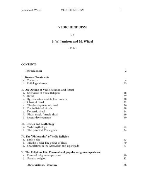 Vedic Hinduism By S W Jamison And M Witzel Peoplefas - 