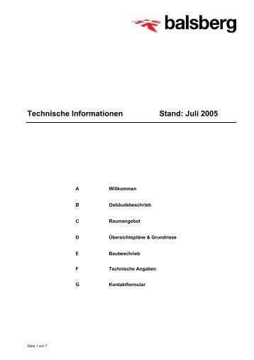 Technische Informationen Stand: Juli 2005 - Balsberg Business Area