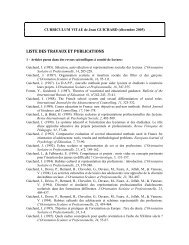 LISTE DES TRAVAUX ET PUBLICATIONS