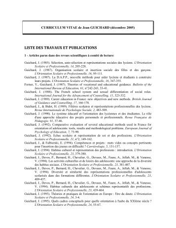 LISTE DES TRAVAUX ET PUBLICATIONS