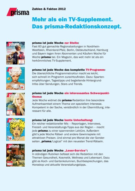 prisma 2012 Zahlen und Fakten - Gesamt - prisma Verlag