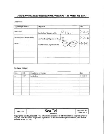 Field Service Procedure â Replacement EL Motor Kit, USAT