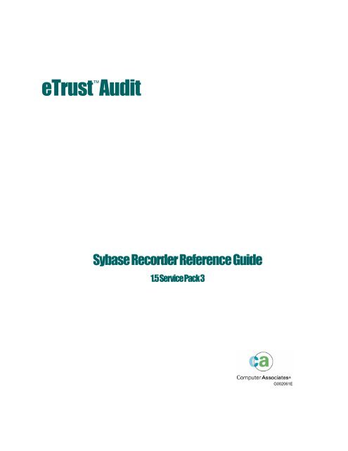 Sybase Recorder Reference Guide