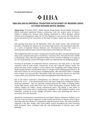 HBA-Four Seasons Hotel Beijing - Hirsch Bedner Associates