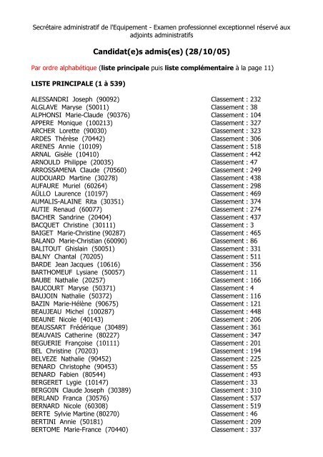 Classement - Cfdt-ufeem.org