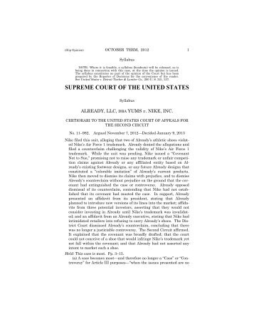 Already, LLC v. Nike, Inc. - Supreme Court of the United States