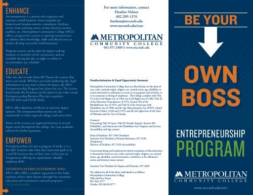 Entrepreneurship Program Brochure - Metropolitan Community ...